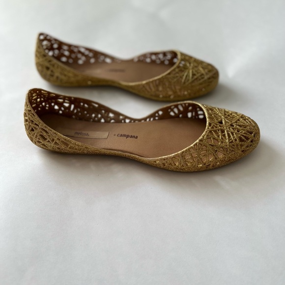 NEW MELISSA Campana Jelly Gold Flats | US 8 - Picture 5 of 5